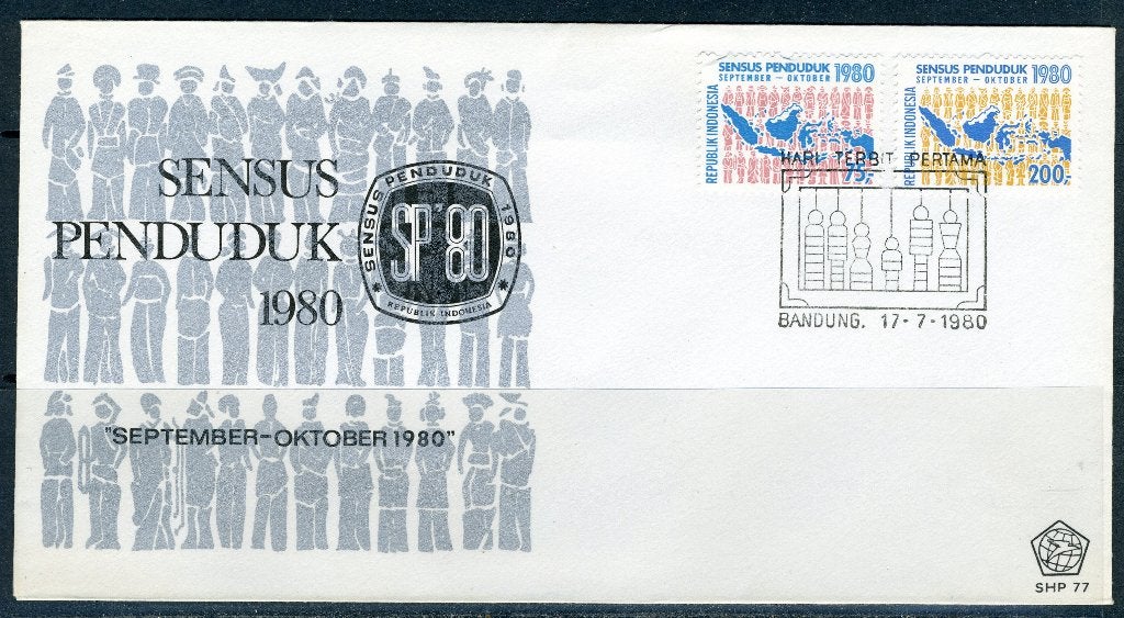 INDONESIE: ZB 1010/1011 FDC 1980 Volkstelling, Verzenden, Gestempeld, Zuid-Azië