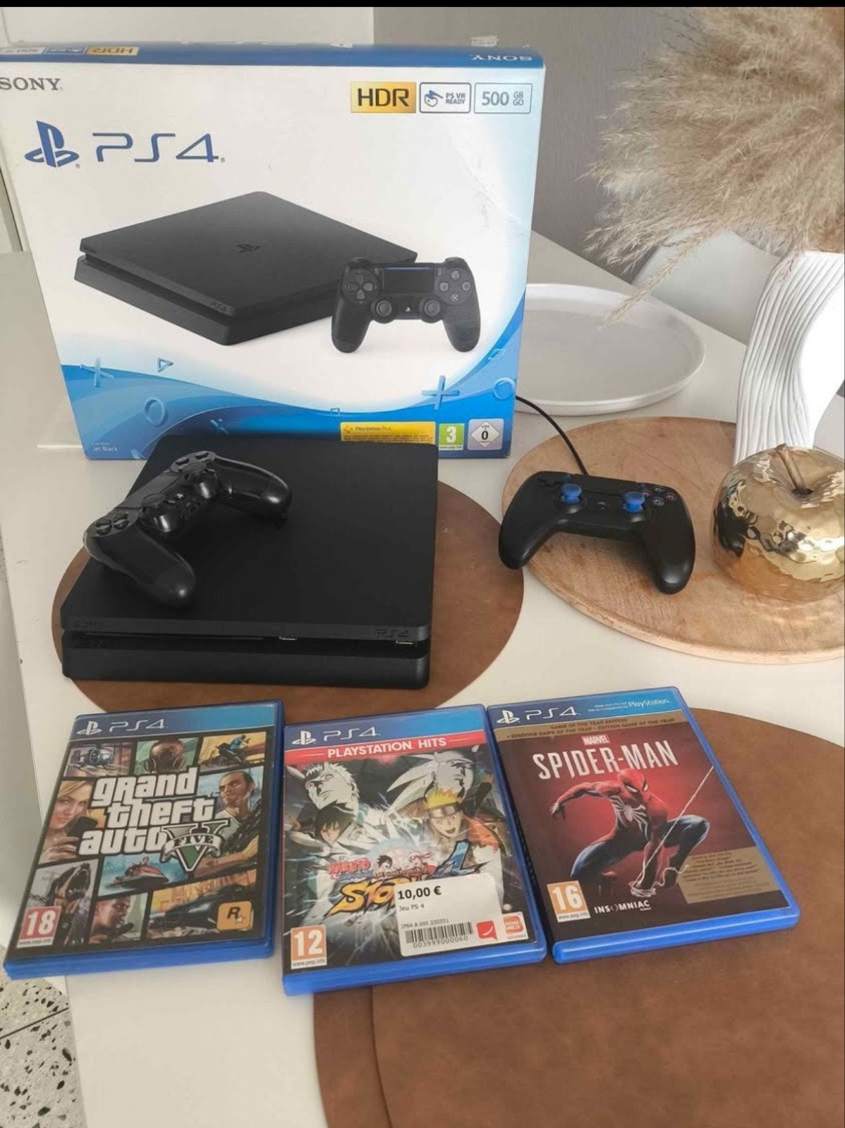 Ps4 slim 500go avec boîte et 3 jeux, Enlèvement, Slim