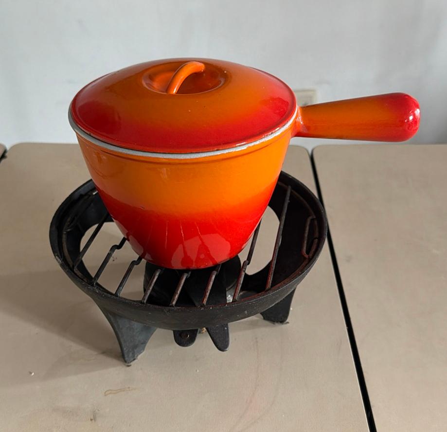 Made France Le Creuset gietijzer Fondueset, Ophalen of Verzenden, Zo goed als nieuw, Fondueset