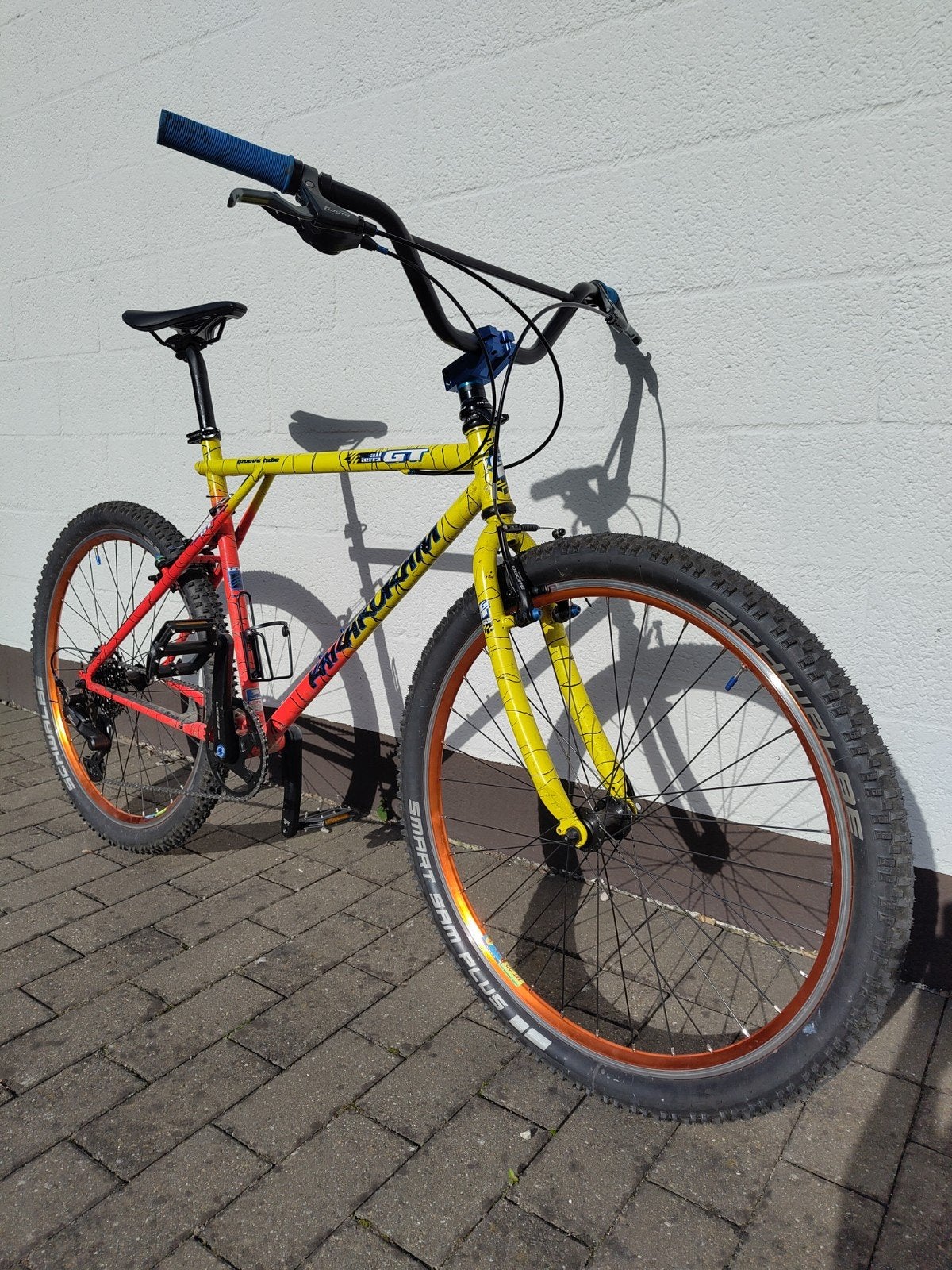 Retro Mountainbike GT Karakoram "Tequila Sunrise" vernieuwd!, Fietsen en Brommers, Gebruikt, Velgrem, Geen vering, 53 tot 57 cm