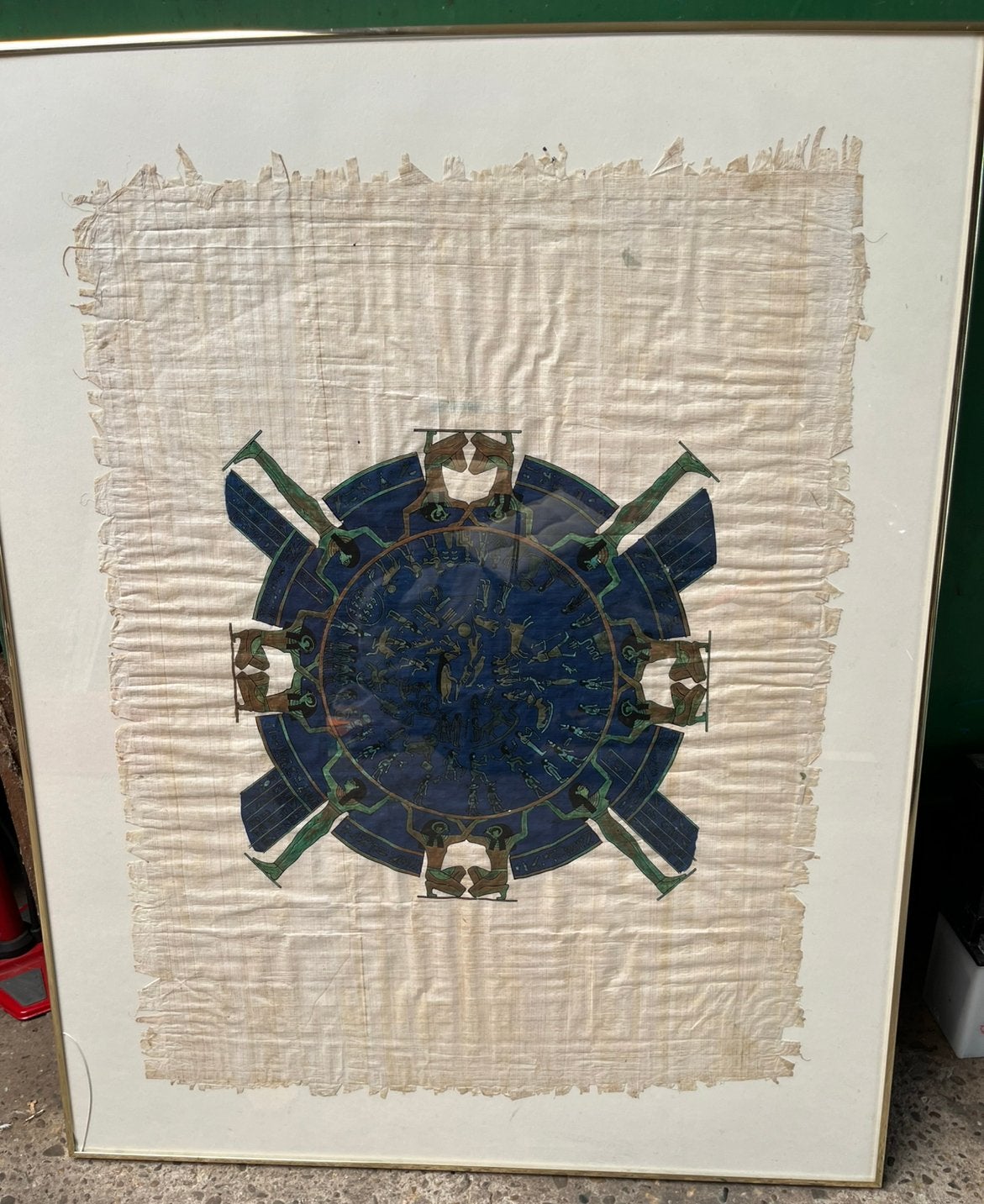 Peinture artisanale sur veritable papyrus egyptien, Enlèvement, Verre