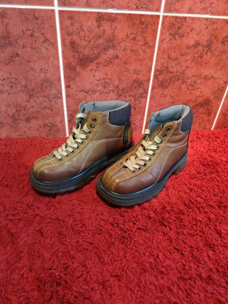 Dr. Martens Chunky Marron Cuir - T38 UK5 -AW500 Y2K Année 90, Enlèvement ou Envoi, Brun, Boots et Botinnes, Dr Martens