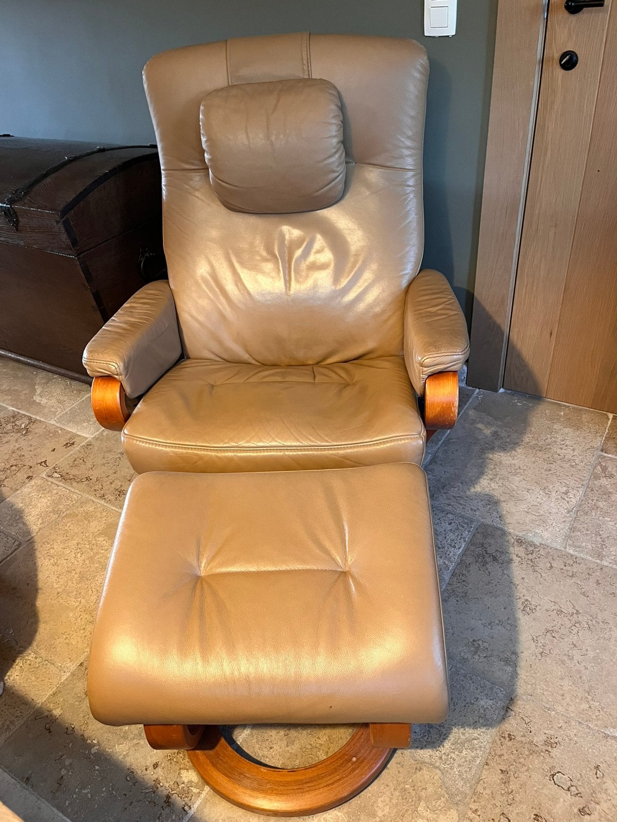 Leren relaxfauteuil Himolla, Maison & Meubles, Enlèvement, Utilisé, Cuir, Landelijk