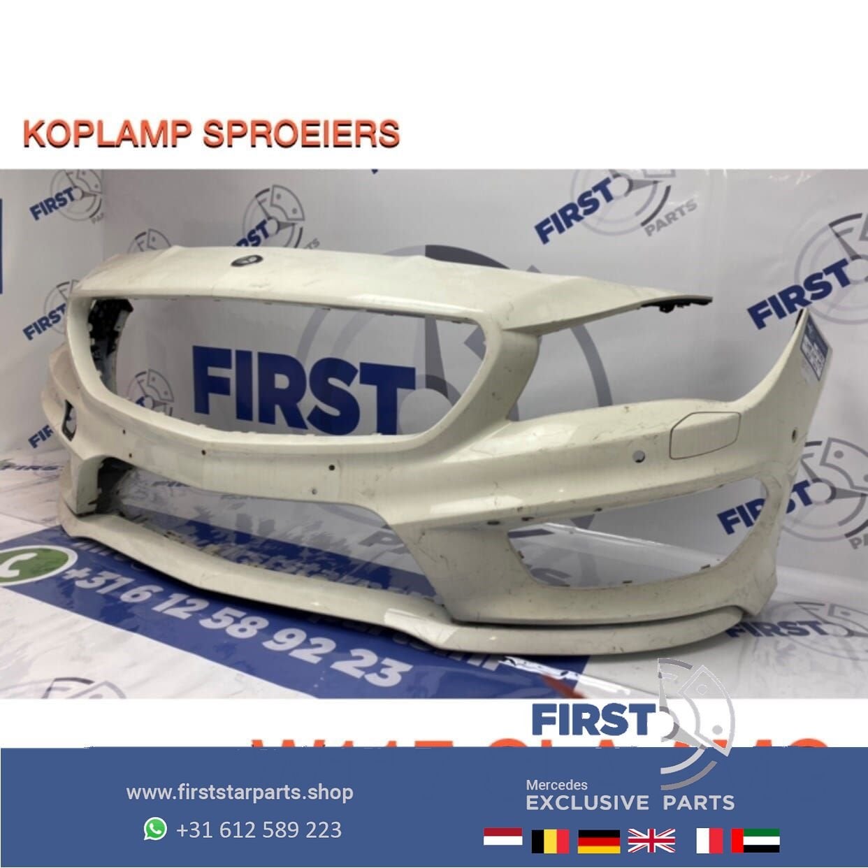 W117 CLA AMG VOORBUMPER WIT ORIGINEEL Mercedes 2013-2016 PDC, -, Voor, Ophalen of Verzenden, Bumper