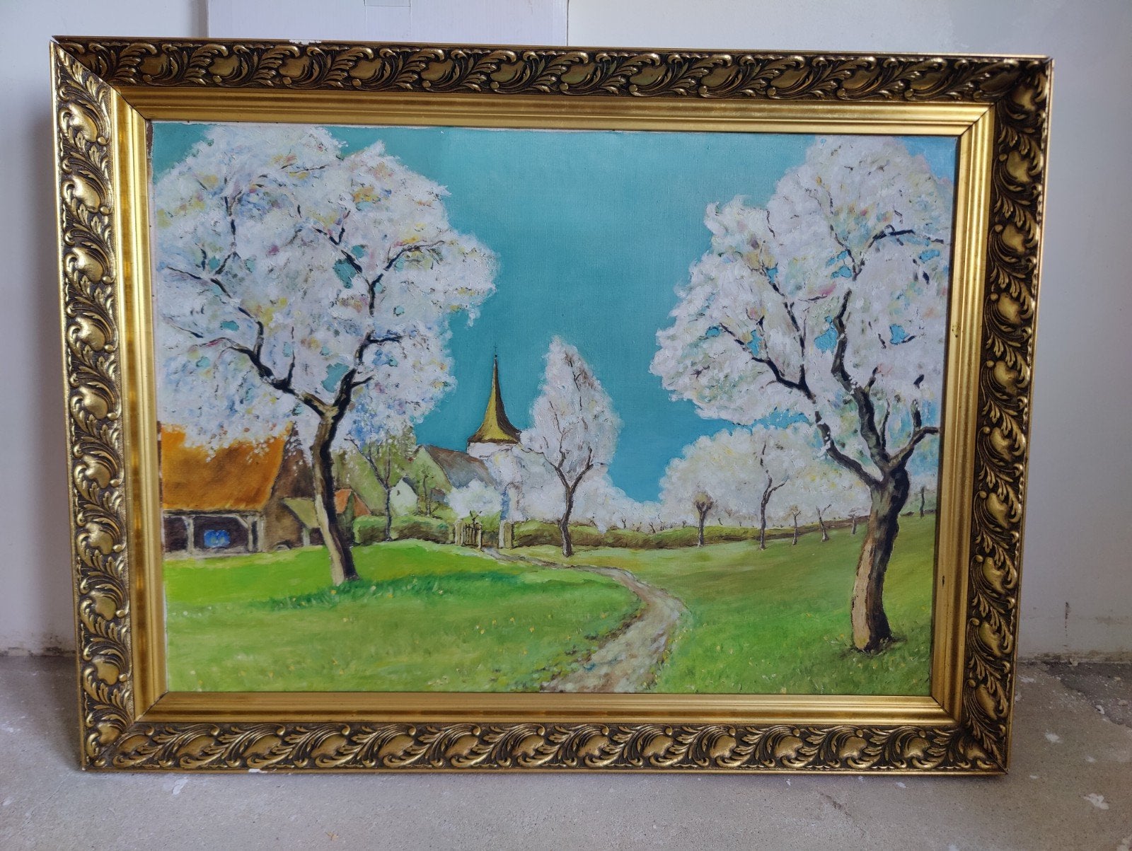 Schilderij op doek met kader (101 x 76,5 cm), Ophalen, Acrylverf, Doek, Handgeschilderd