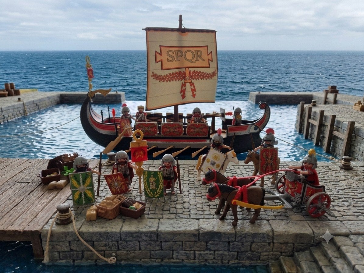 Romeins slagschip, strijdwagen, paarden en legionnairs, Enfants & Bébés, Enlèvement ou Envoi, Comme neuf, Kit complet, Bateau