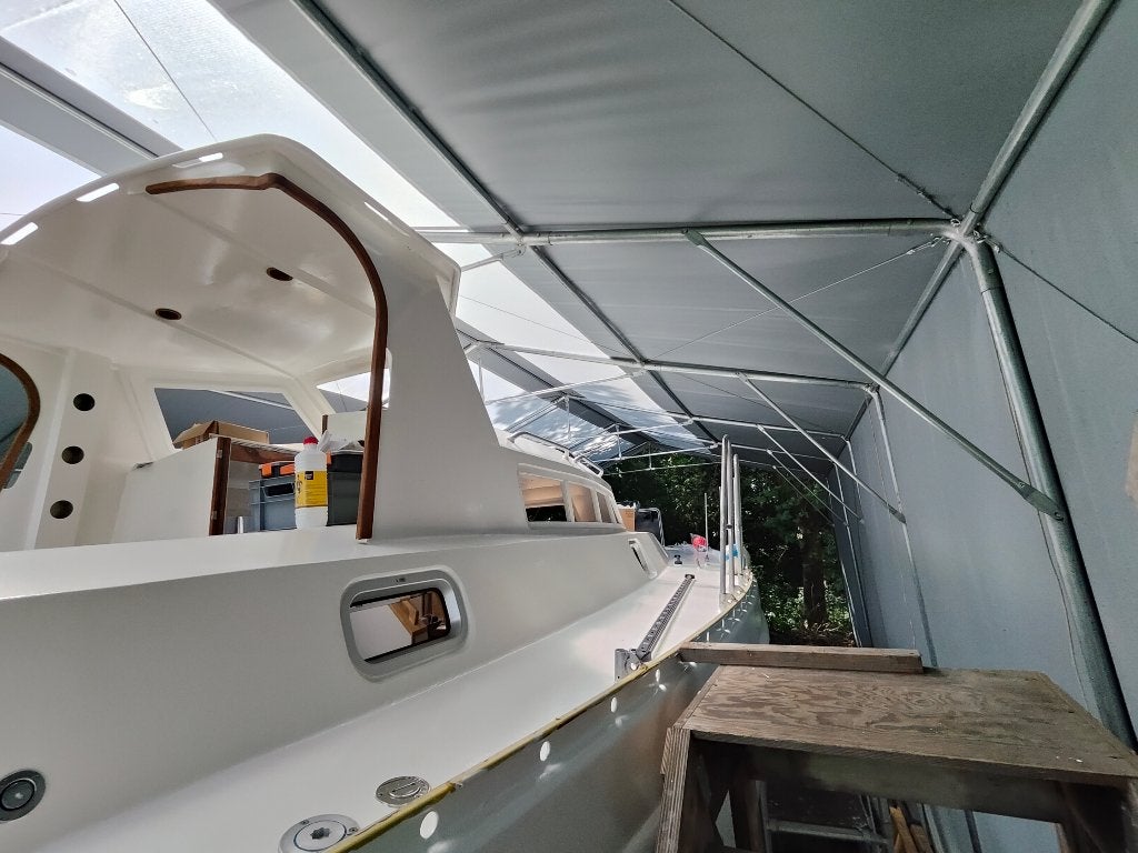 Tenthal 6x12 m, PVC zeil, grijs, met statica (aarde), Ophalen