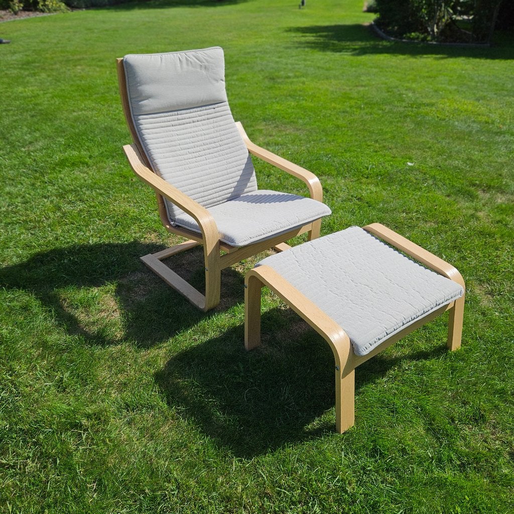 Fauteuil en voetenbank, Ophalen, Zo goed als nieuw, Hout