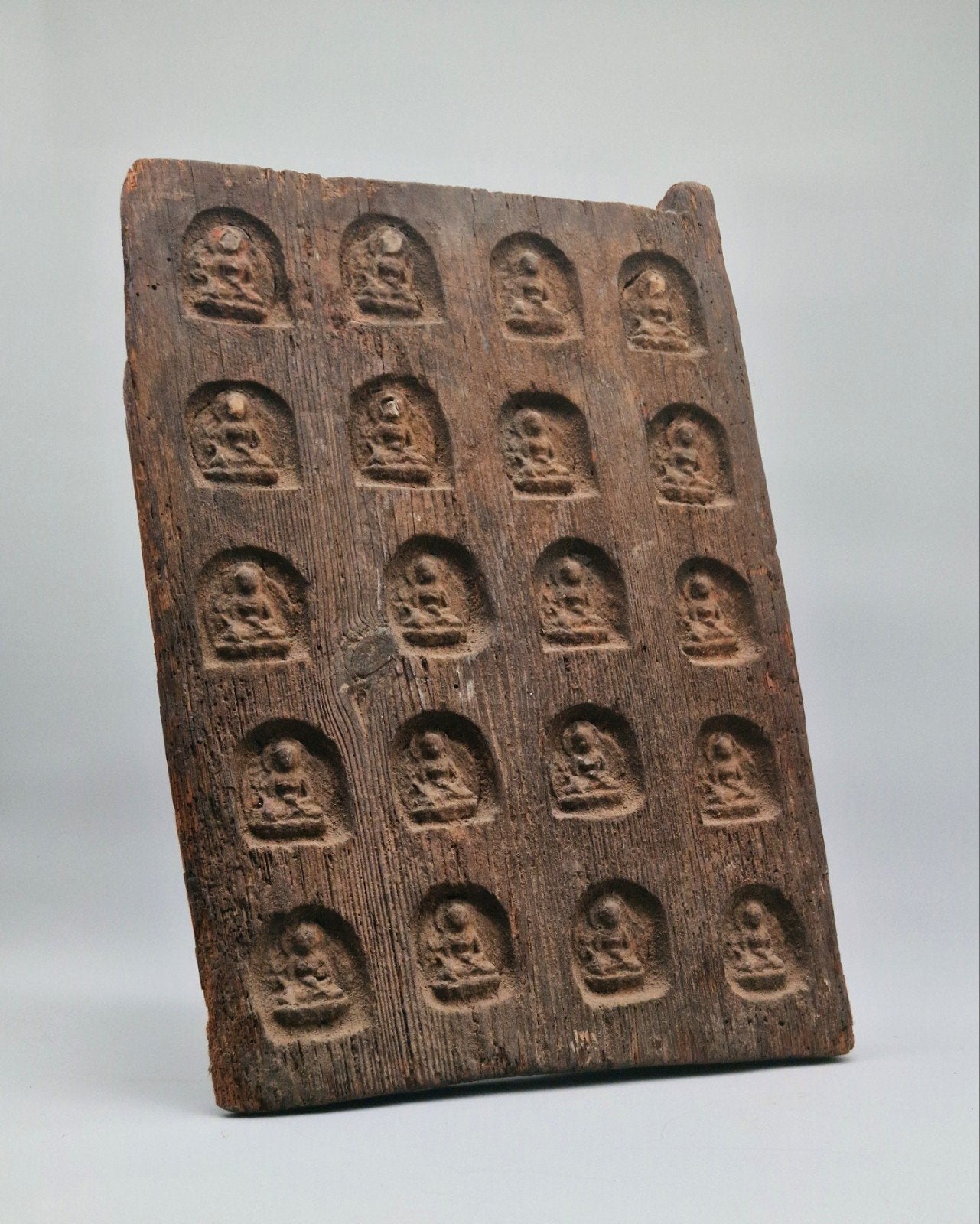 plaque votive du Nepal en bois, Antiquités & Art, Art | Art non-occidental, Enlèvement, Incrusté, Bois