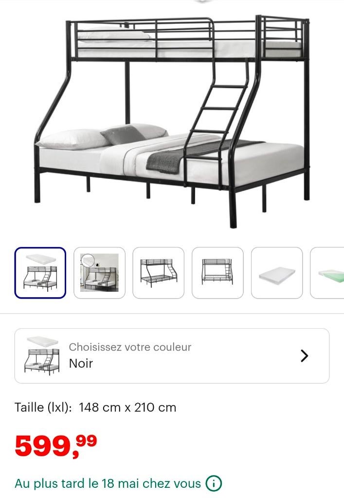 Lit superposé 150 euros neuf, Ophalen, 90 cm, 160 tot 180 cm, 200 cm
