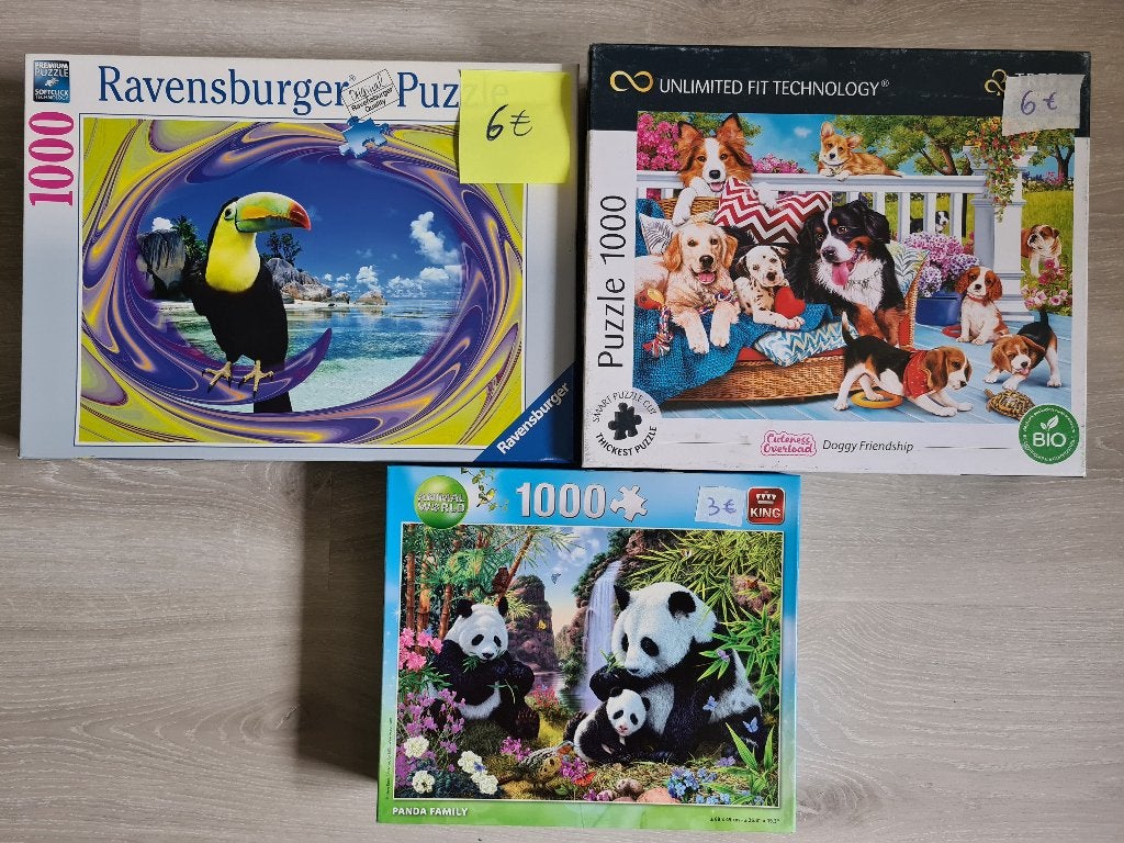 3 Puzzels (12€ samen) ook apart te koop, Ophalen, 500 t/m 1500 stukjes, Zo goed als nieuw, Legpuzzel
