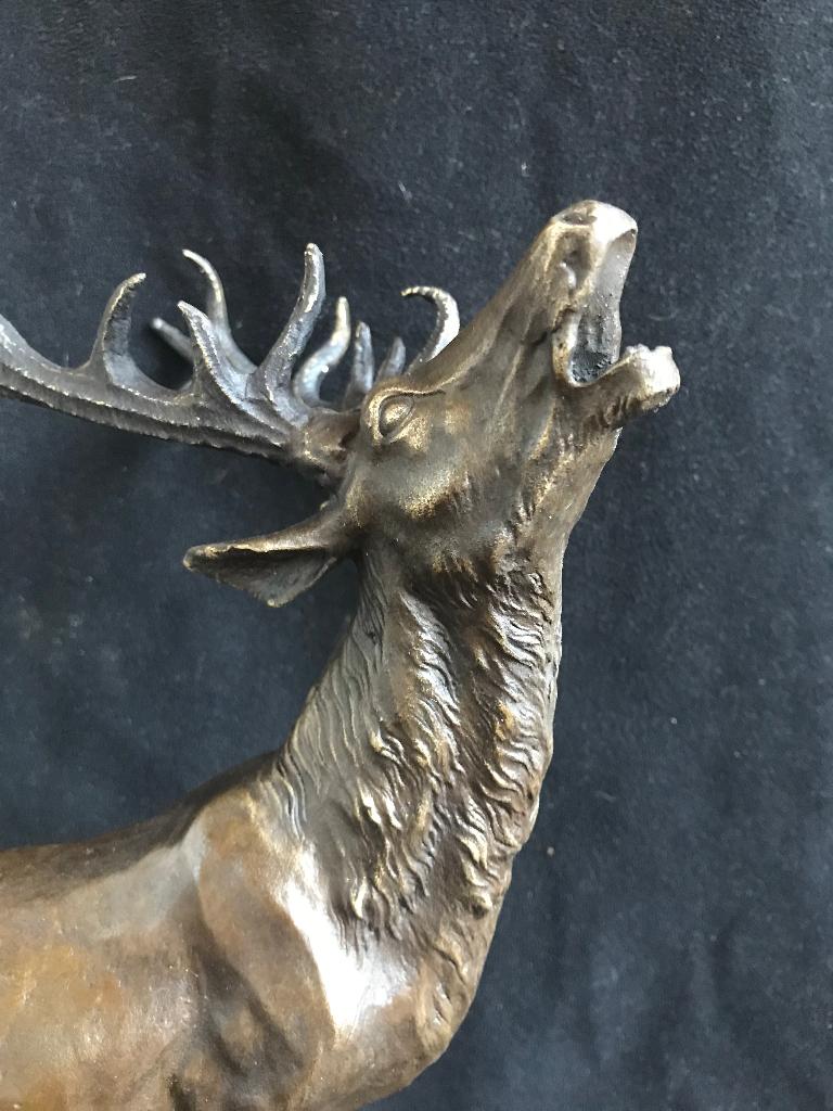 Bronzen brullend hert. P.J.Mene groot 39 cm zuiver brons, Antiek en Kunst, Ophalen of Verzenden, Brons, Beeld