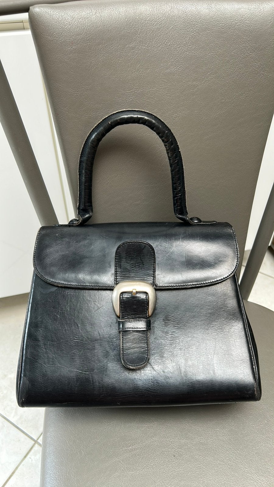 Unieke vintage handgemaakte handtas, in de stijl  Delvaux., Ophalen of Verzenden, Gebruikt