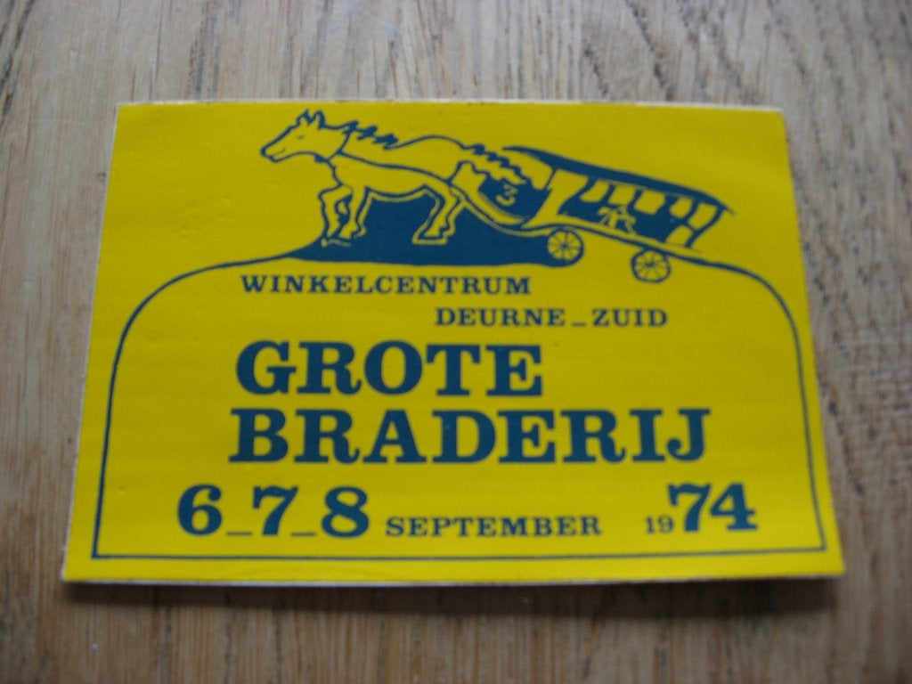 Autocollant ancien 1974 Centre commercial Deurne-Zuid Grote, Enlèvement ou Envoi, Neuf, Autres types