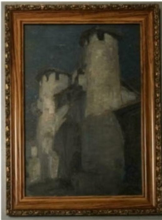 huile sur panneau batisse signe philippe swyncop, Antiek en Kunst, Ophalen of Verzenden, Paneel