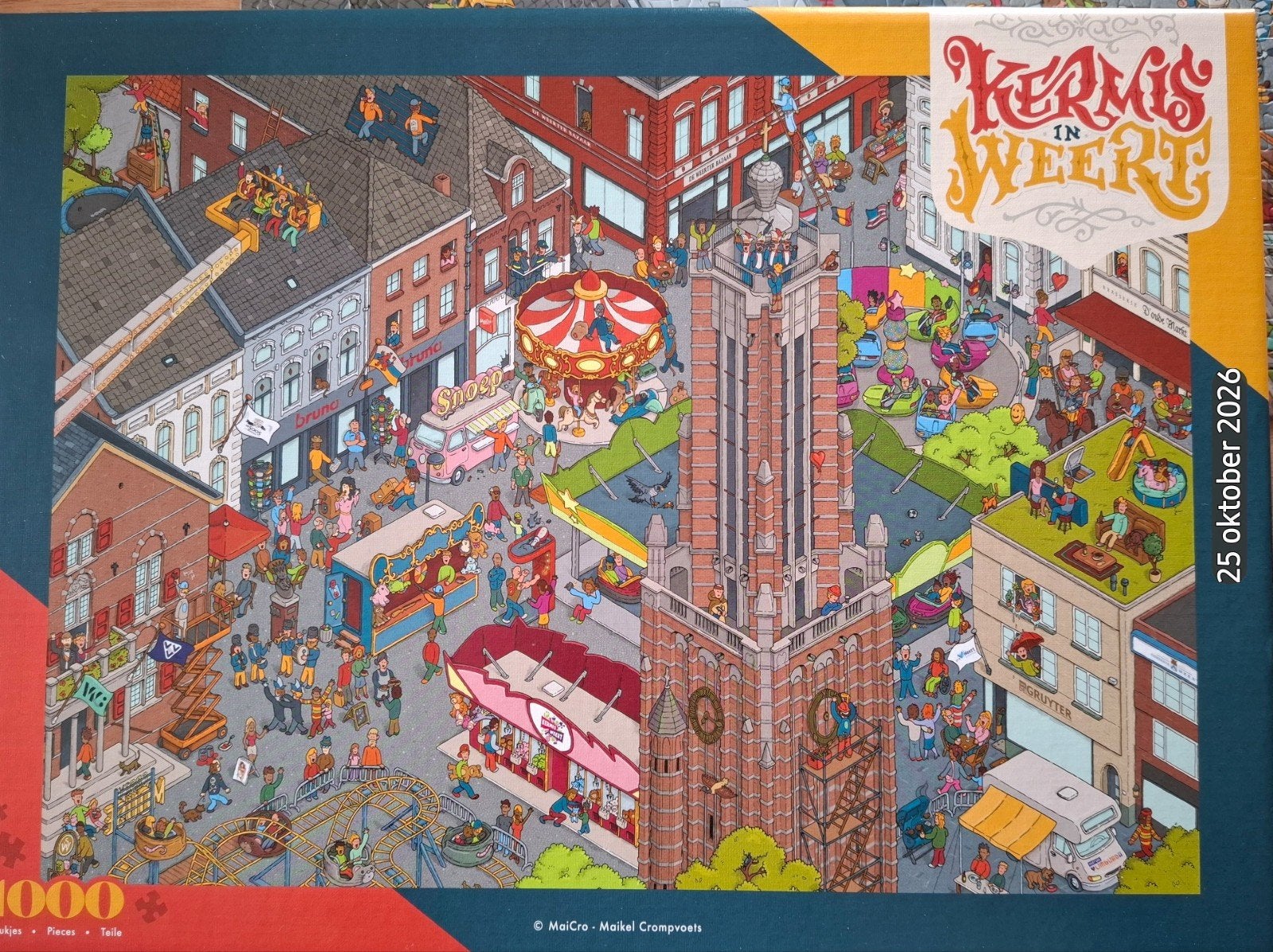 Weert Kermis puzzel 1000 stuks, Ophalen of Verzenden, 500 t/m 1500 stukjes, Zo goed als nieuw, Legpuzzel