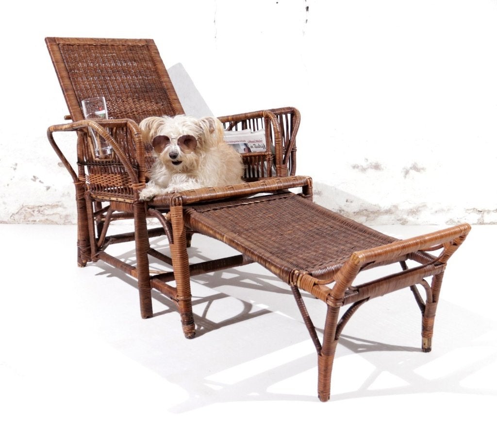 Bauhaus lounger Erich Dieckmann, ca. 1930, rotan en bamboe, Ophalen