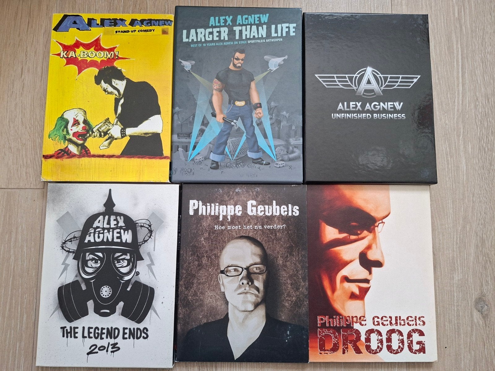 Pakket 6 Comedy DVD's - Alex Agnew (4x) & Philippe Geubels (, Enlèvement, Néerlandais, Stand-up ou Spectacle de théâtre, Autres artistes