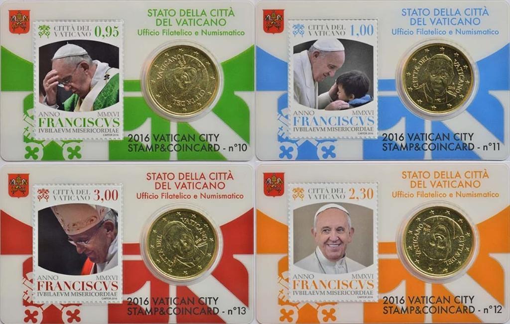 Timbres et coincards Cité du Vatican 2016 Nos. 10-13, Enlèvement ou Envoi, Vatican