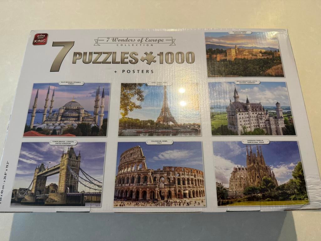 7 puzzels 1000 stukken, Hobby en Vrije tijd, Ophalen of Verzenden, Nieuw