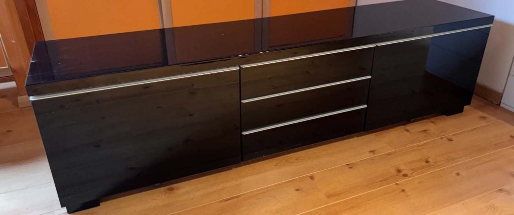 TV meubel zwart, Ophalen, Gebruikt, 150 tot 200 cm, Minder dan 100 cm