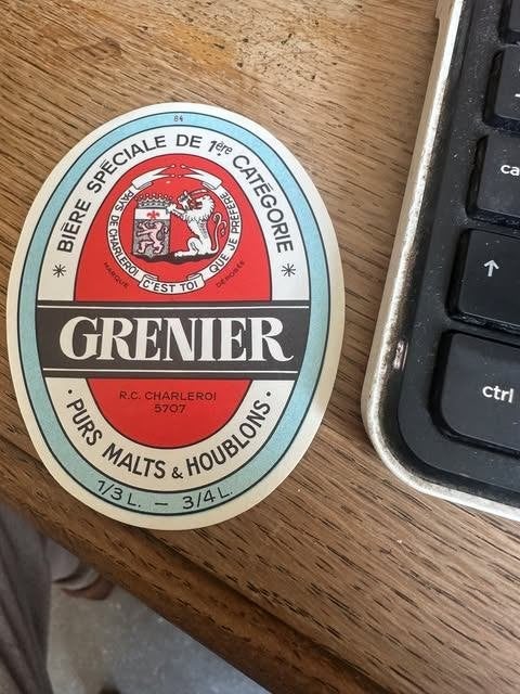 etiket label Grenier bière spèciale Charleroi, Ophalen of Verzenden, Nieuw, Overige typen, Overige merken