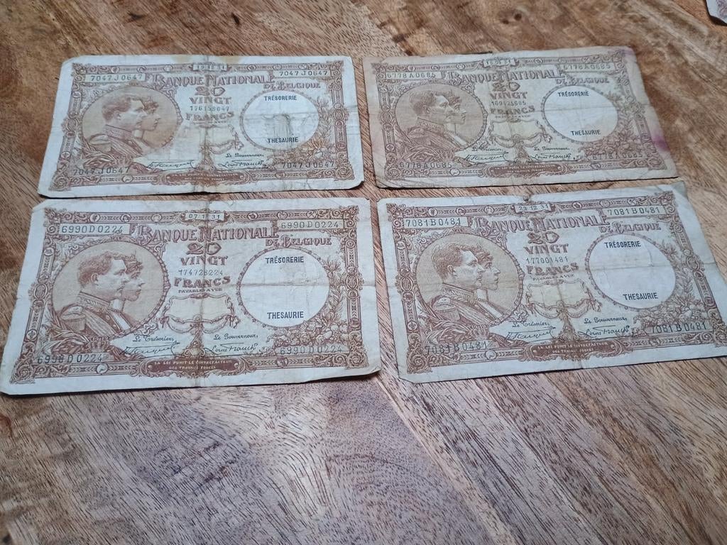 20 franken 1931     4 stuks type 1919, Verzenden