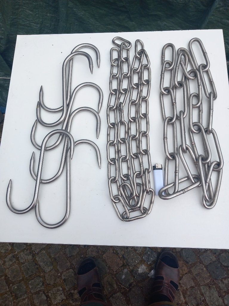 RVS ketting + vleeshaken, Ophalen of Verzenden, Nieuw, Overige metalen