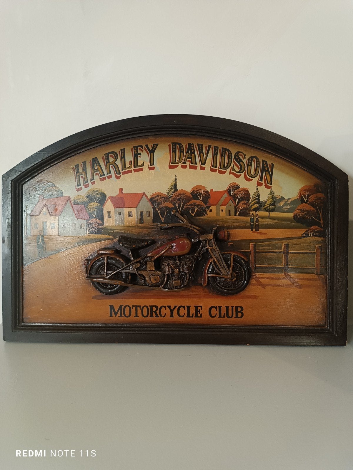 Tableau Vintage Harley Davidson 3D en Bois (60x40 cm), Ophalen