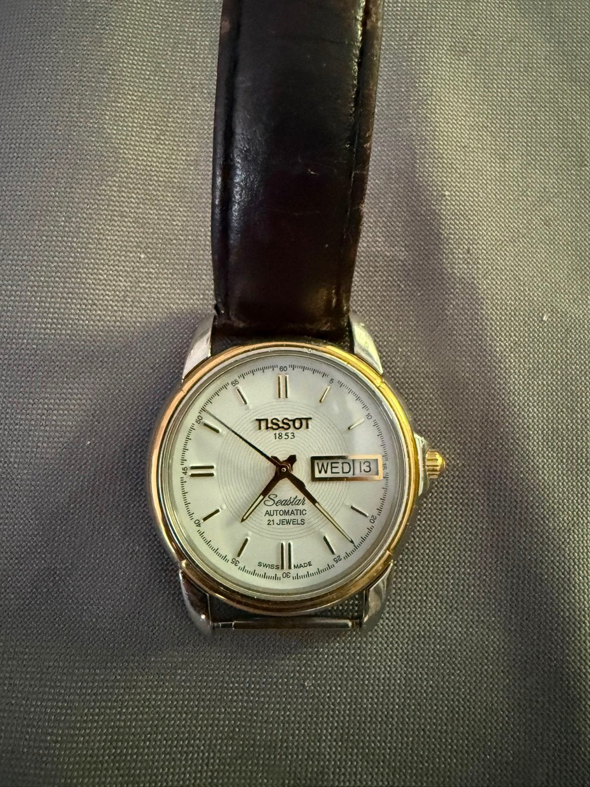 Tissons Day and Date-horloge net verankerd met 21 juwelen, Staal, Met bandje, Tissot, Polshorloge