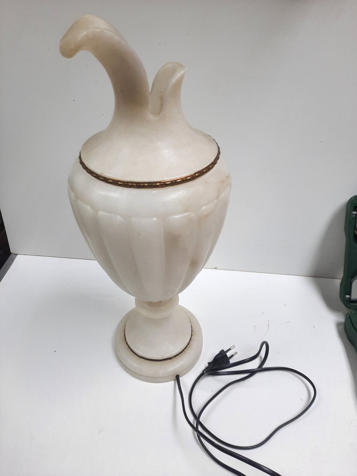 albaste vaas met lamp ingebouwd., Gebruikt, 47 cm, Onbekend, Inclusief lichtbron