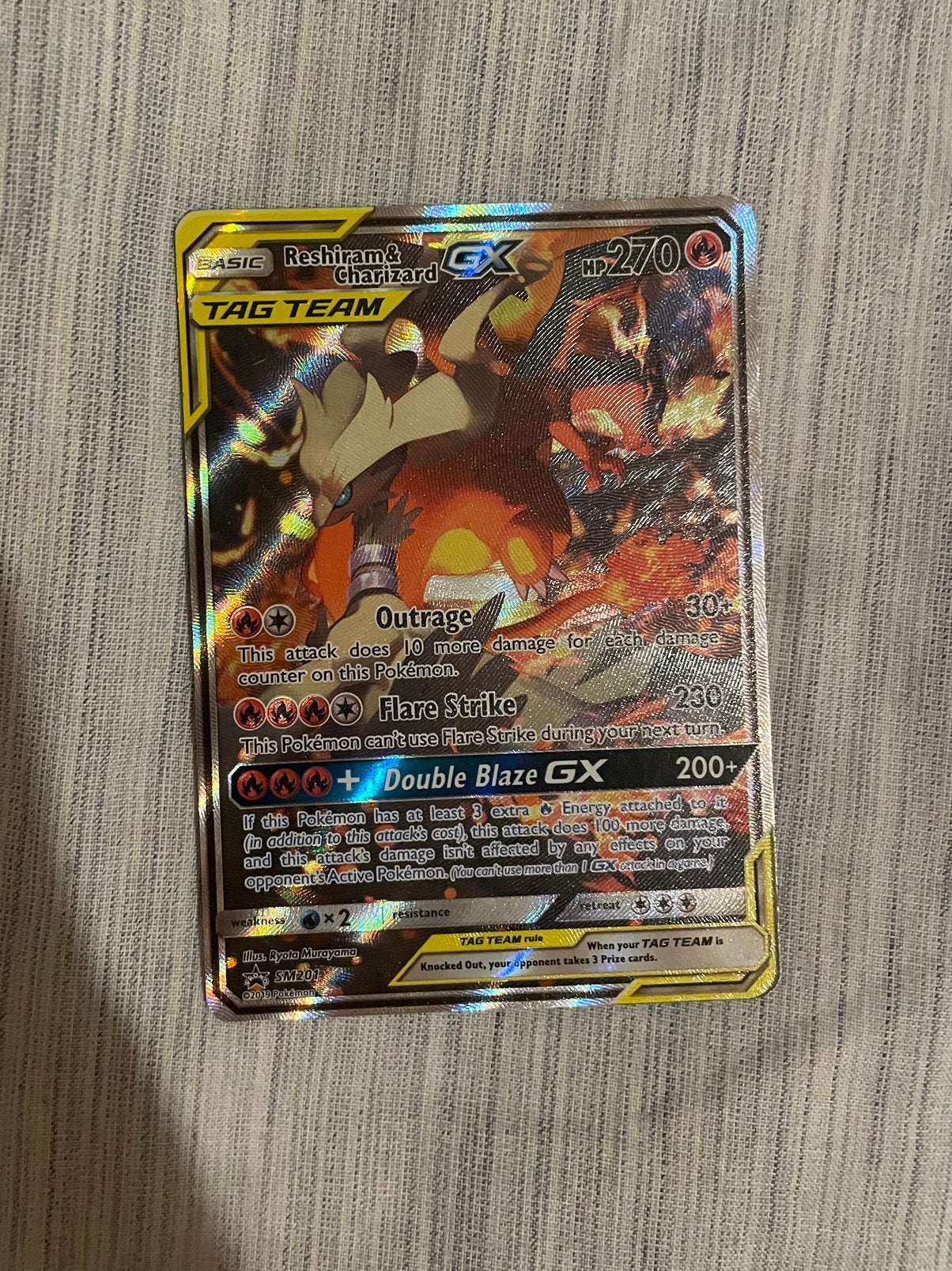 Tag team reshiram en charizard SM201, Ophalen of Verzenden, Nieuw, Losse kaart, Foil
