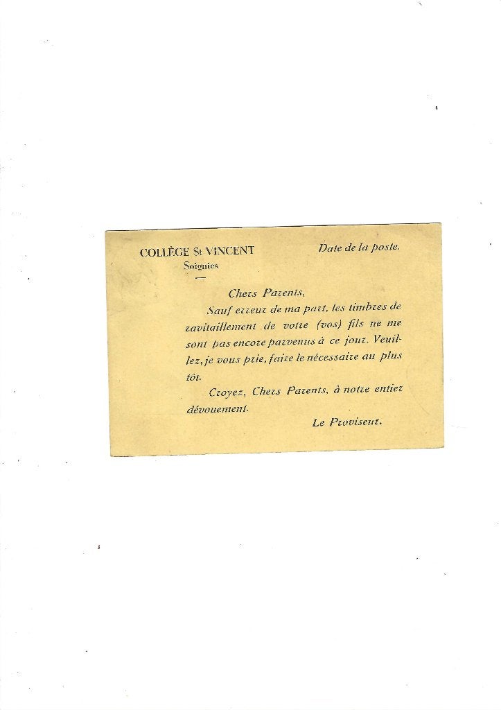 Collège saint Vincent à Soignies, Collections, Collections Autre, Envoi, Utilisé