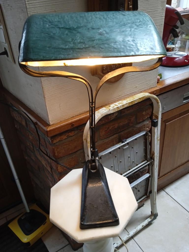 Lampe de banquier ancienne, marquée,numérotée sous le pied, Enlèvement ou Envoi