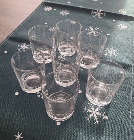 Set van 7 aperitief glaasjes, Maison & Meubles, Cuisine | Vaisselle, Enlèvement ou Envoi, Comme neuf, Verre, Autres types