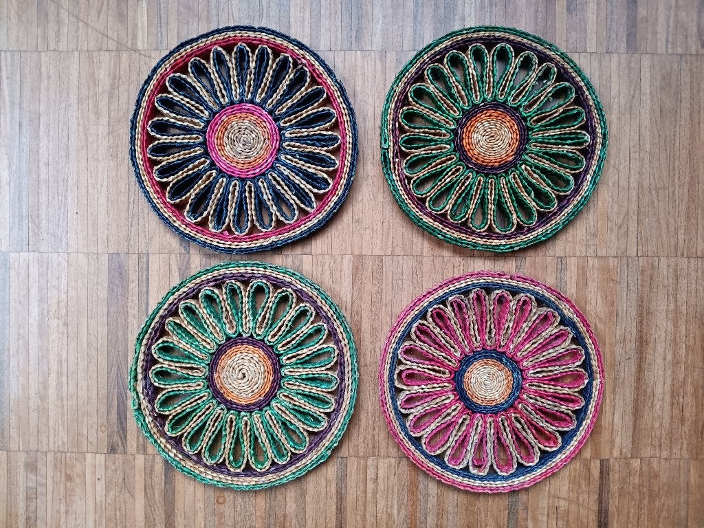 Set van 4 rieten pannen onderzetters, Ophalen of Verzenden, Huis en Inrichting