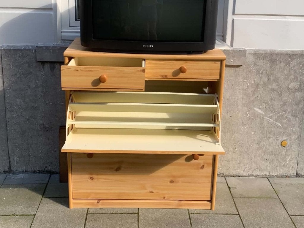 Schoenkast/ opbergkast in licht hout, Ophalen, Gebruikt, Hout en modern