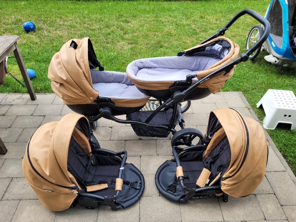 Bebetto 42 PRO duo kinderwagen met accesoires, Gebruikt, Verstelbare duwstang, Ophalen, Kinderwagen
