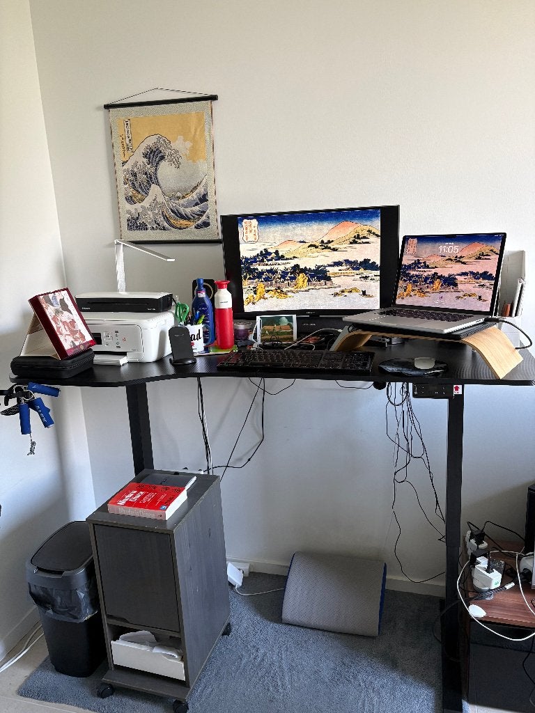 Casaria verstelbaar zit/sta-bureau (elektrisch), Huis en Inrichting, Bureaus, Ophalen, 160 cm, Gebruikt, Hout