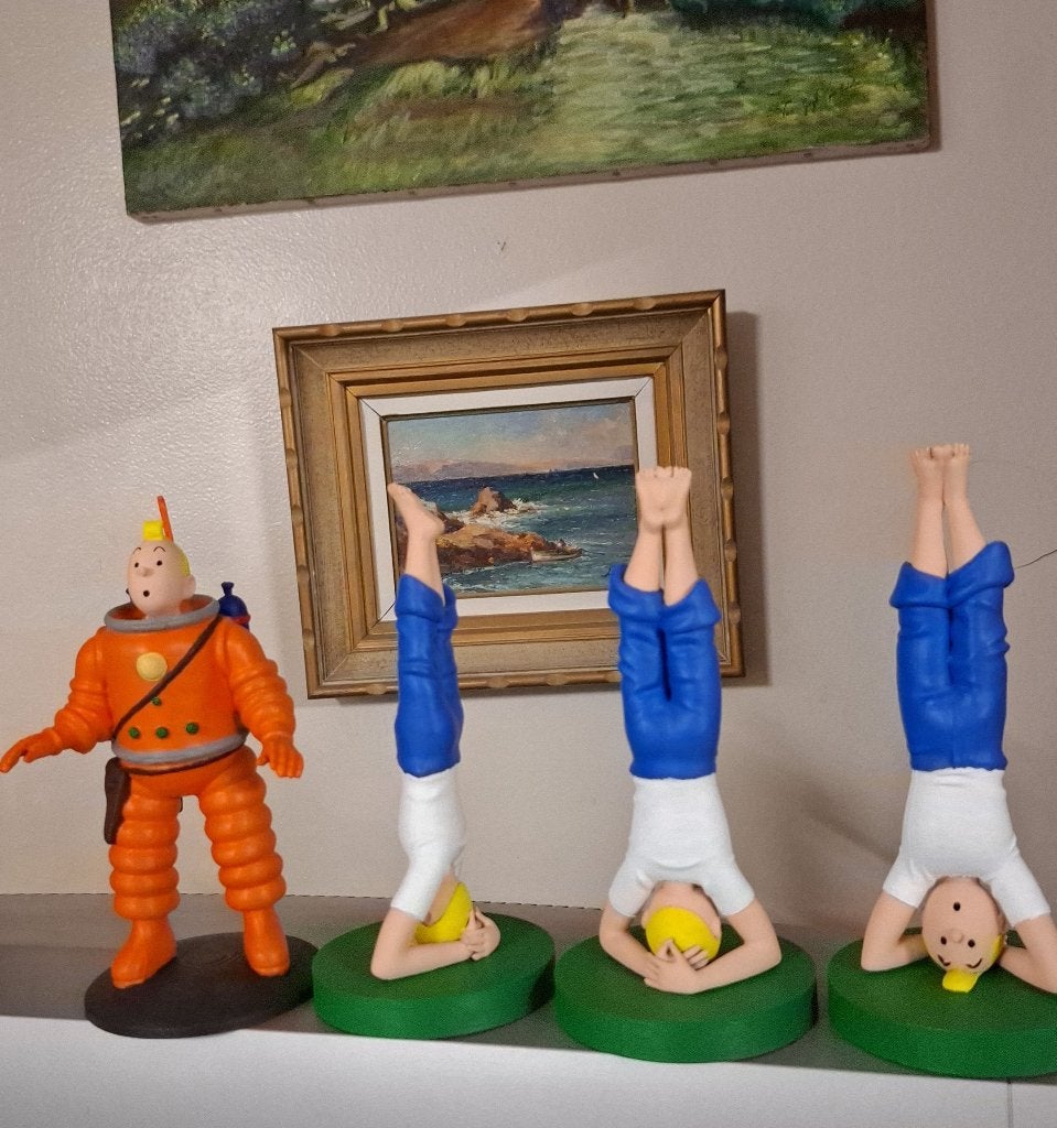 Kuifje yogafiguur 20cm. handgeschilderd, Ophalen of Verzenden