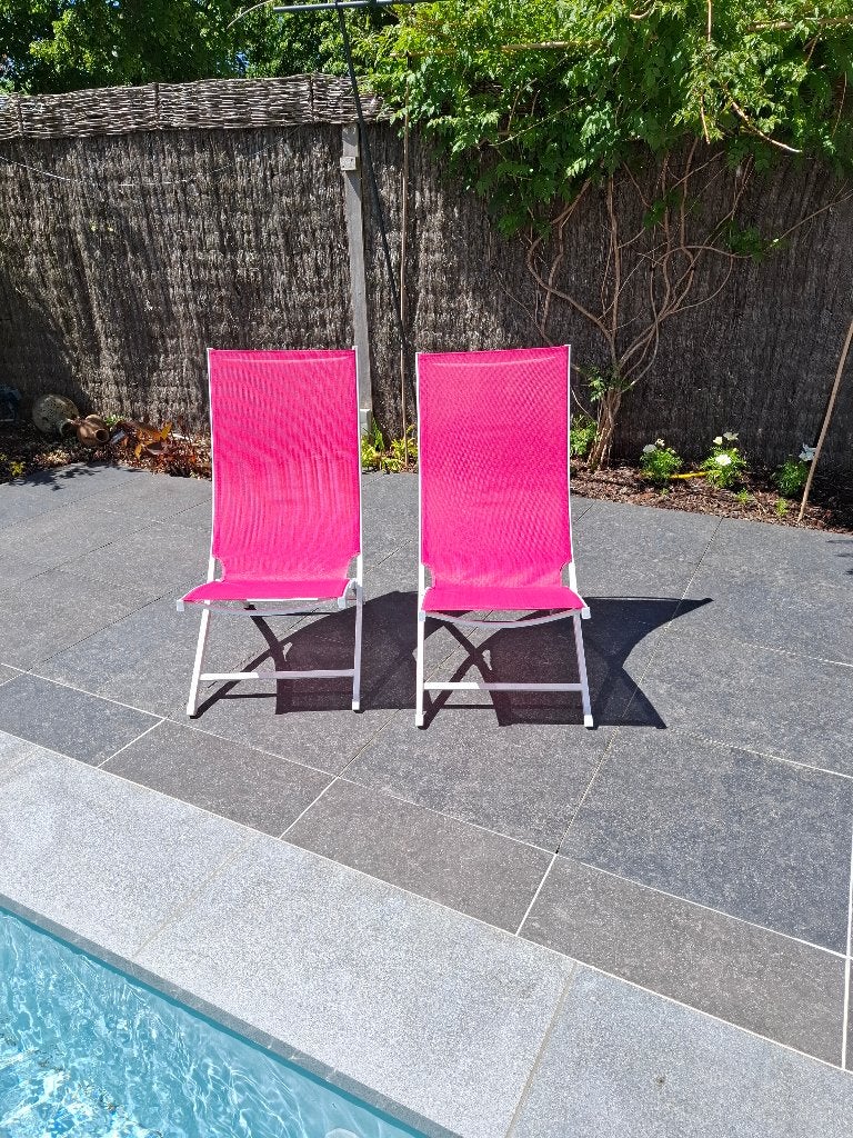2 zwembad terras strand stoelen echt zoals nieuw, Tuin en Terras, Ophalen, Zo goed als nieuw