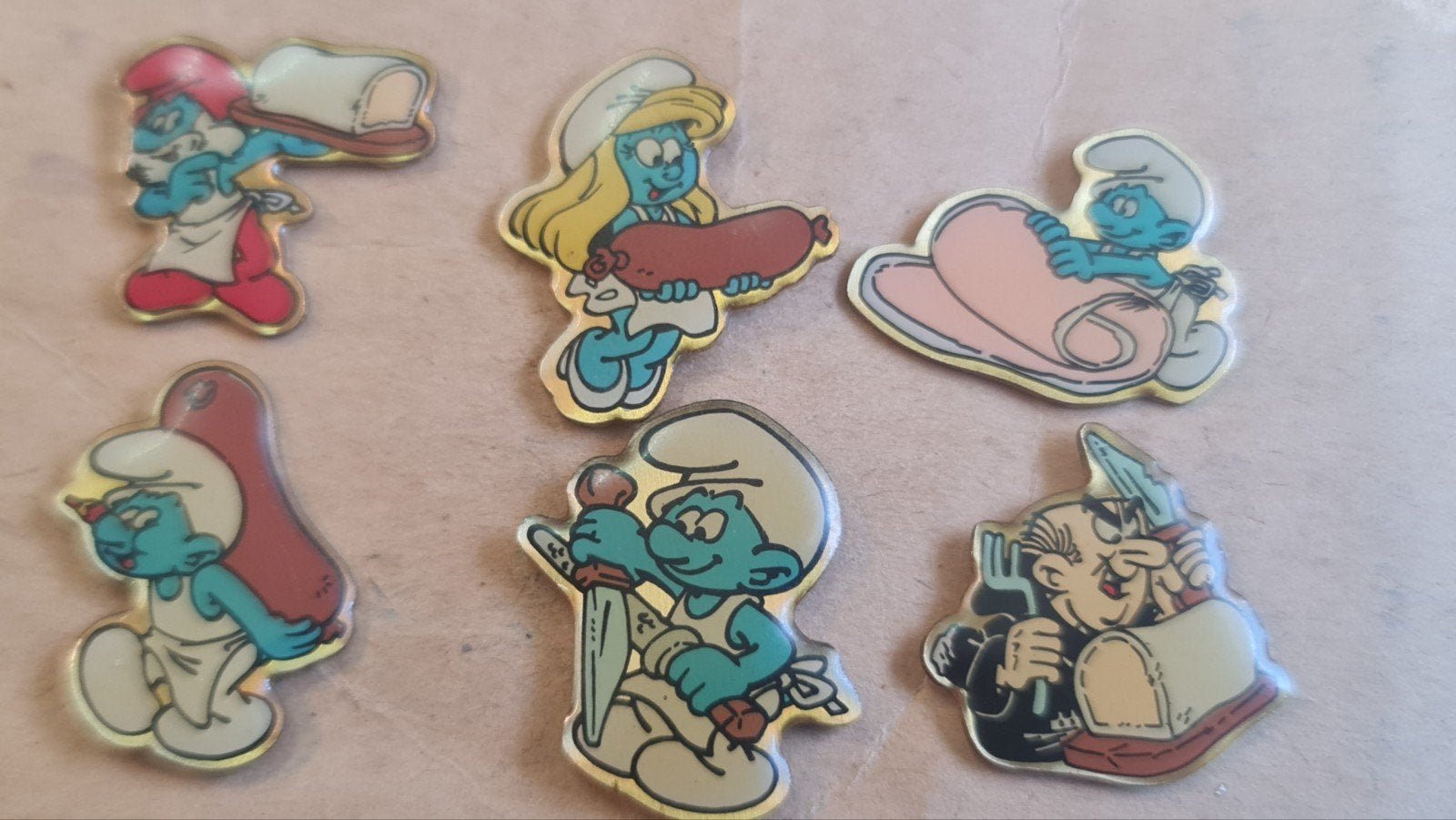 Complete Set Smurfen Pins (1992) - Ter Beke / Peyo (6 stuks), Verzamelen, Ophalen, Zo goed als nieuw