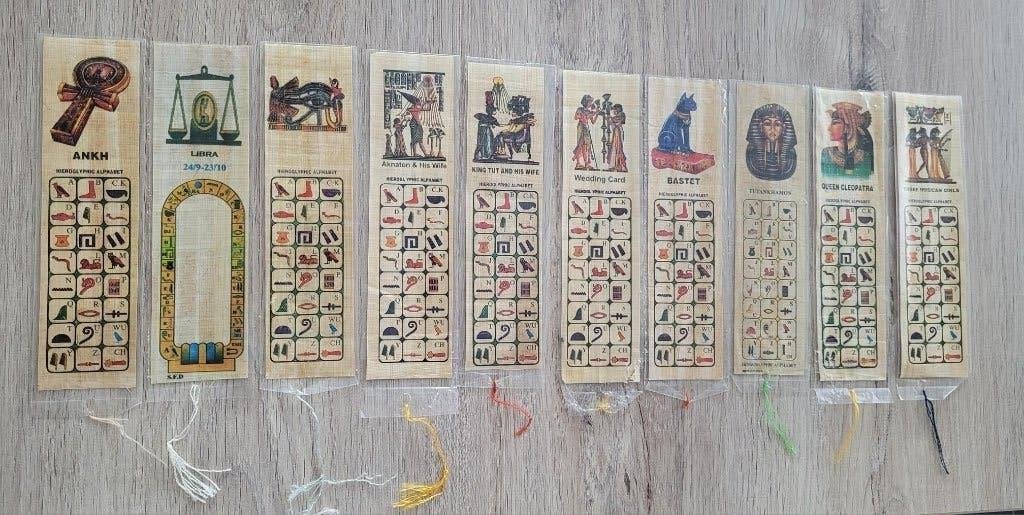 10 x Egyptische papyrus bladwijzers/boekenleggers, Collections, Signets, Enlèvement, Comme neuf, Étranger