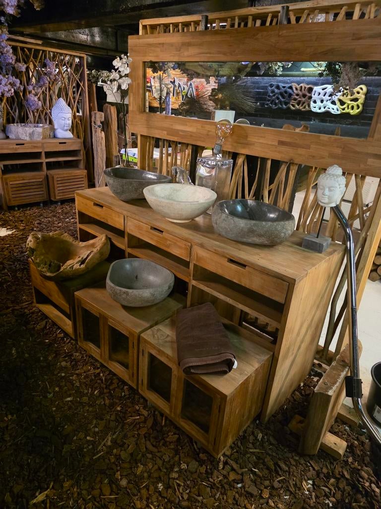 Recycled teak badkamer meubelen...diverse waskommen, Ophalen