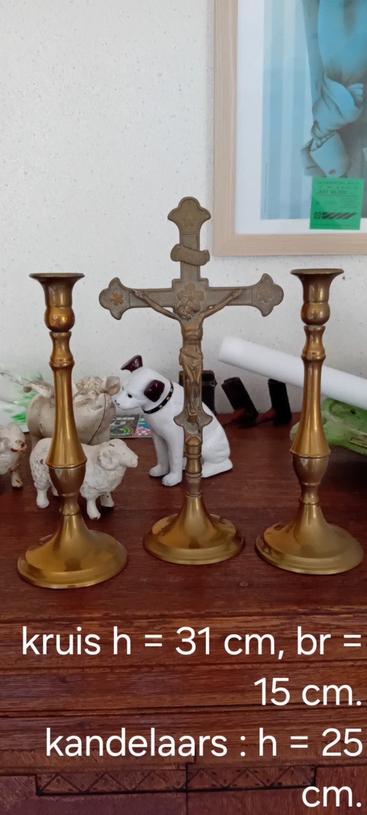Antiek koperen kruis, Ophalen of Verzenden
