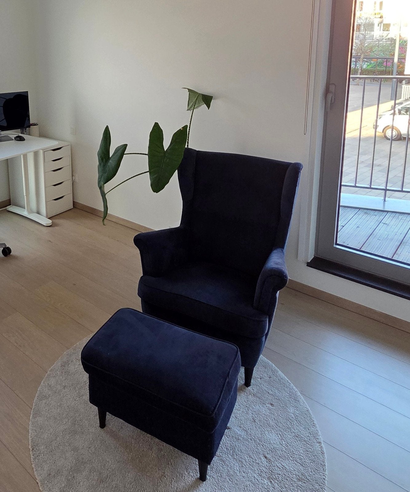 Donkerblauwe fauteuil set IKEA Strandmom, Enlèvement