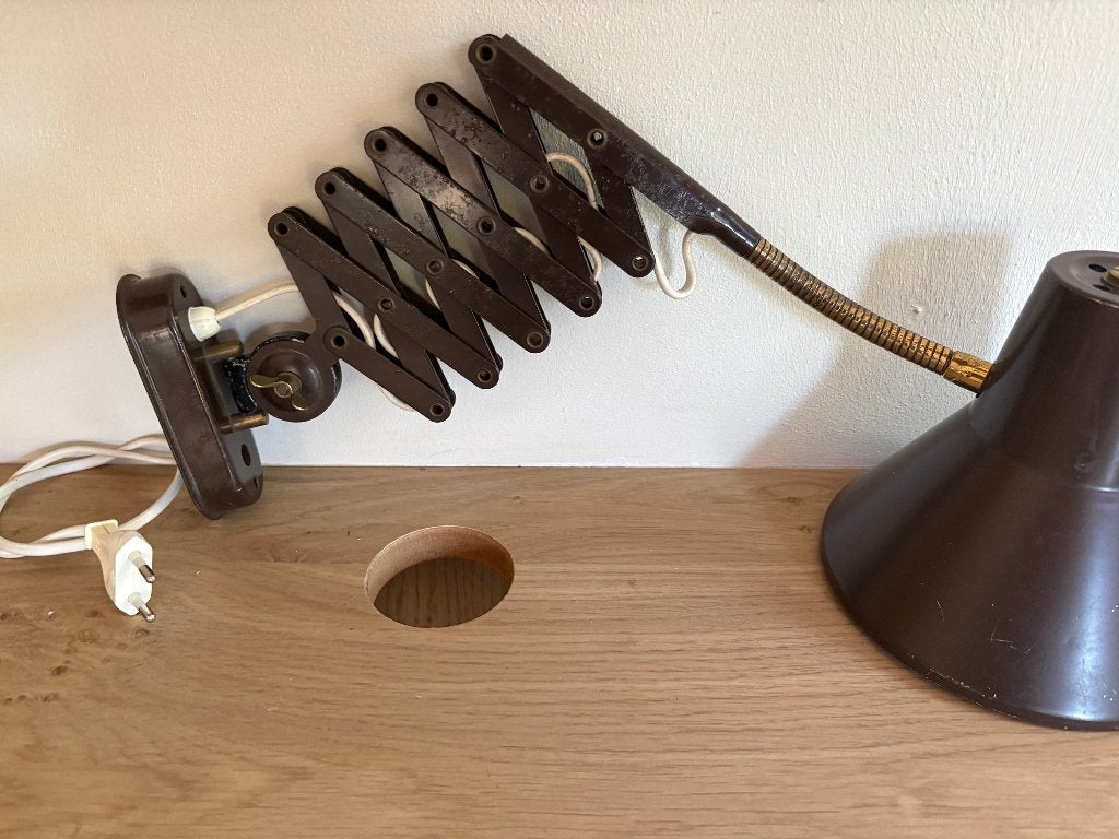 Vintage Bruine Schaarlamp van Hala Zeist.(NL), Enlèvement ou Envoi