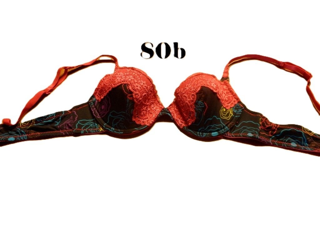 (25)- soutien gorge femme t.80b rouge noir - charlott' -, Charlott', Enlèvement ou Envoi, Rouge, Soutien-gorge