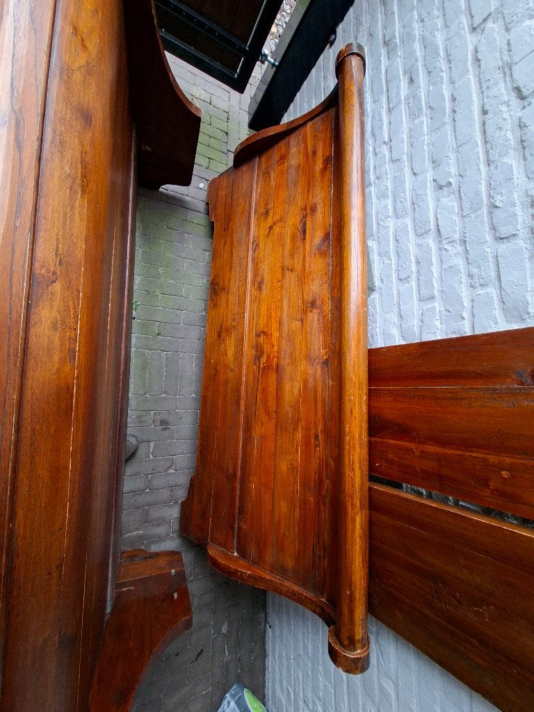 Vol eiken antiek bed gratis, Huis en Inrichting, Slaapkamer | Bedden, Gebruikt, Bruin, Tweepersoons, Hout