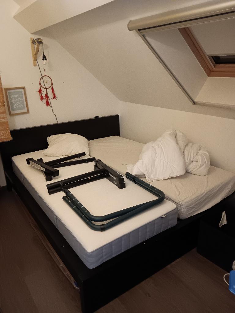 Bed 160cm, Ophalen, Gebruikt, Zwart, Tweepersoons